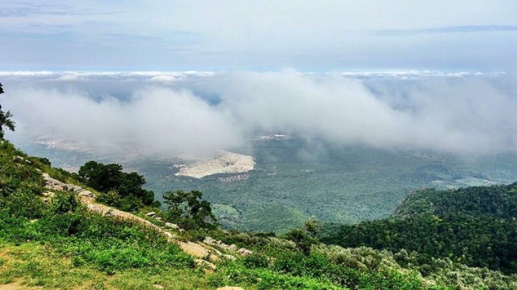 Scenic Yercaud Hill Station with mist-covered hills, lush forests, and breathtaking valley views